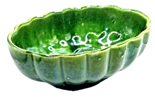Green oval planter - green, flower