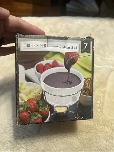 Fiddle fern fondue set - fern,